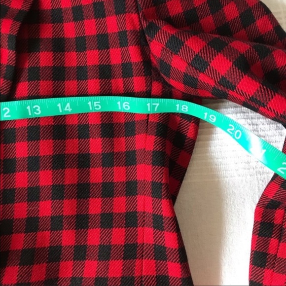 🌲 Vintage Wool Red & Black Check / Plaid Blazer - Picture 9 of 13